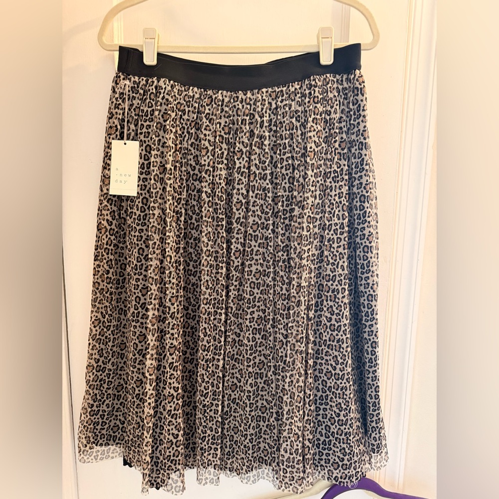 Target Black and Brown Leopard A-Line Skirt